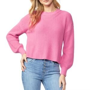 PAIGE Womens L Yenni Balloon Sleeve Sweater in Sultry Rose Pink NEW